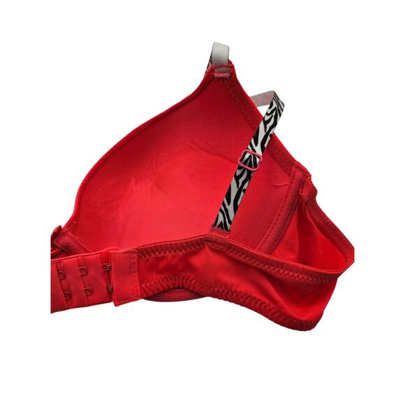 Vintage Y2K Womens Sz 36C Padded Push Up Bra Bright Pink Zebra Straps - Picture 4 of 5